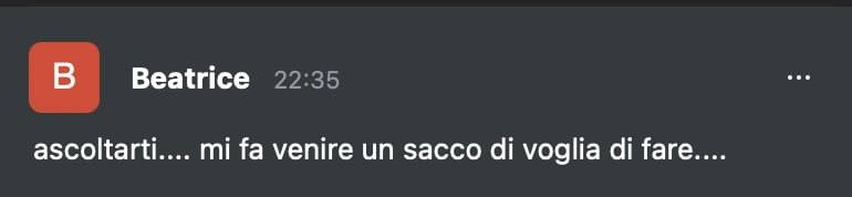 Messaggio di Beatrice durante la live